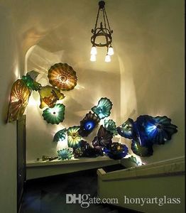 Modern Style Wall Art Lamp Handmade Murano Glass Home Stair Corner Plates Colored Blown lamps