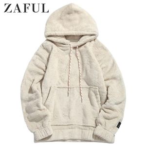 ZAFUL Men Hoodies Men Pullover Dress Female Pouch Pocket Patch Detail Fluffy Hoodie Hooded Sweatshirt Ladies Tops 2019 Hoody