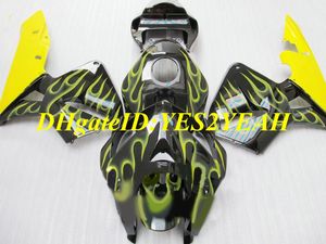 Custom Motorcycle Fairing Kit för Honda CBR600RR CBR 600RR F5 2005 2006 05 06 CBR600RR ABS Yellow Flames Black Fairings Set + Presenter HQ48