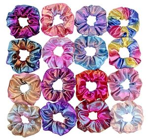 Hair Scrunchie Accesories Women Girl Ponytail Holder Rope Hair scrunchies Dot Shiny Fabric Gradient color Laser Hair bands Headbands GB1665