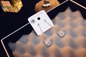 Wholesale- fashion ! designer cute leaves zircon diamonds elegent pearl pendant long drop dangle earrings for woman girls