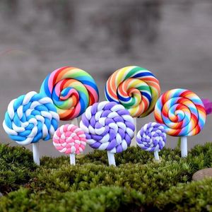 2 pezzi Simulato Lollipop Fairy Garden Miniature Decorazione Mini Resina Artigianato Ornamenti Bonsai Micro Landscape Craft