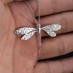 Moda Charms 925 Sterling Silver CZ Dragonfly Kobiety Wisiorek Naszyjnik Dla Pedant Obojczyk Sweter Biżuteria Prezent