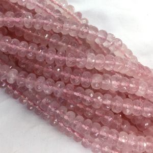 Hoge Kwaliteit Natuurlijke Echt Mozambique Clear Pink Rose Quartz Crystal Losse Gemstone Facet Rondelle Ketting Armband Sieraden Beads 06038