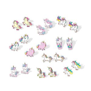 2020 New Cute Mini Unicorn Acrylic Earring Baby Unicorn Resin Earring Epoxy Art Silver Color Stud Earrings