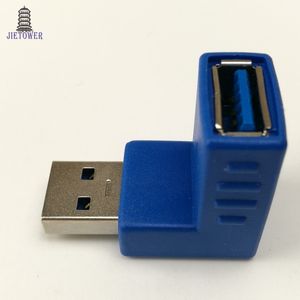 300 adet / grup Dik Açı USB 3.0 Tipi Bir Erkek / Kadın Kadın Mavi Açı Çapraz Tip Adaptörü Çoğaltıcı Cinsiyet Changer Bağlayıcı Hızlı Hız