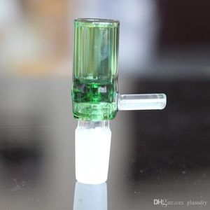 Wholesale Green Glass Bong Bowls for Hookahs with Handle Star Screen 14mm 18.8mm Dry Tobacco Bowl Colorful Smoking Pipes