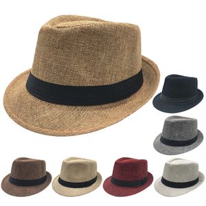 Fashion Straw Hats Fedora Soft Men Women Summer Beach Sun Straw Stingy Brim Hats outdoor Caps 600pcs T1I1990