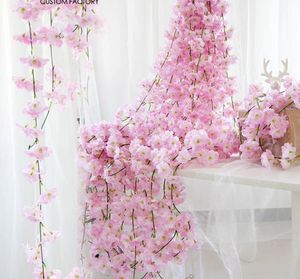 200 cm Fiori artificiali Fiore Decorazione di cerimonia nuziale Ghirlanda in rattan fai da te Simulazione fiori vite Festa a casa ghirlanda GB794