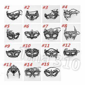 Women Venetian Party Masks Black Metal Laser-cut XMAS Dress Costume Shows Wedding Masquerade mask Half Face Mask T2I5348