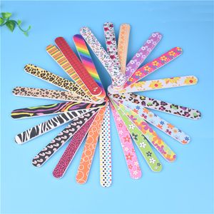 NAD019 Rainbow Färgglada Sanding Nail File Printed Double Sided Nail Art Manicure Sanding File Buffer Grits 100/180 Nail Tools