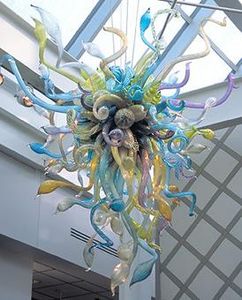 100 ٪ مصابيح قلادة مهبمة الفم CE ul borosilicate murano على غرار الزجاج dale chihuly art السقف العالي معلق الثريات الإضاءة الزجاج