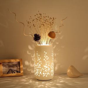 New Table Lamp Ceramics lampshade Fake Flower Fashion Romantic for Bedroom Bedside Living Room Desk Lights E27 Button Switch