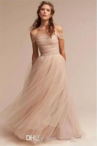 Vintage Blush 2023 Nuovi abiti da sposa BHLDN con spalle scoperte Delicati abiti da sposa con fascia fino al pavimento Guaina senza schienale Abito da sposa 1299