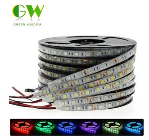 LED قطاع الأنوار 5050 DC12V مرنة الصمام ضوء الشريط للماء / لا ماء 60 المصابيح / م 5 متر 300 المصابيح الدافئة الأبيض RGB