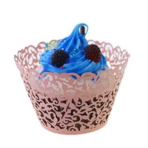 Cupcake Wrappers Artistic Bake Cake Paper Cups Little Vine Lace Laser Cut Liner Baking Cup Muffin Case Brickor för bröllopsfest födelsedag Deco