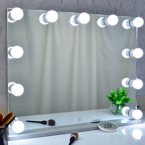 Umrahmt Schminkspiegel großhandel-Hollywood beleuchteter Make up Rasierspiegel mit dimmbare LED Lampen für Ankleidezimmer Schlafzimmer Tabletop oder Wand dünnen Metallrahmenentwurf