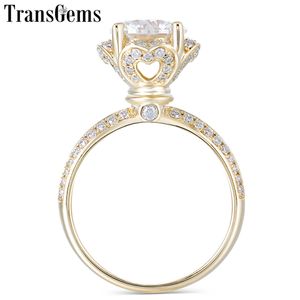 Wholesale flower shaped engagement rings for sale - Group buy Transgems Luxury Flower Shaped k Yellow Gold ct mm F Color Moissanite Engagement Ring For Women Wedding Gift With Accents Y19061203