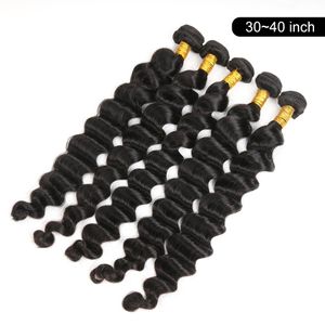 Long length Human Hair Bundles Weft 32 34 36 38 40 inch Brazilian Loose Deep Wave Extension Natural Color