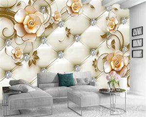 3d Wallpaper Living Room Bright diamond embossed relief HD flowers Interior Decoration Silk Mural Wallpaper