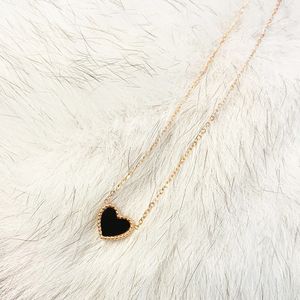 All'ingrosso- collana in titanio acciaio oro rosa 18 carati doppio cuore pendenti collana gioielli clavicola femminile neckalce partito nessun colore dissolvenza