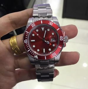 40 mm Herrenuhren, rotes Zifferblatt, 116610, 116610LN, Asien 2813 Uhrwerk, Saphirglas, Edelstahl, automatische Herrenarmbanduhren