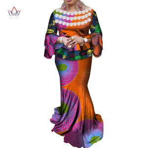 African Women Crop Skirt Top Plus Size Dashiki 2 Piece Set African Clothes for Women Cotton Print Wax Suit for party WY4578