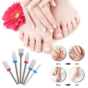 6pcs / set di chiodo Punte cuticola pulitore della polvere Drill testine in ceramica Rotary polishing files Nails Grinding Pedicure Manicure utensili