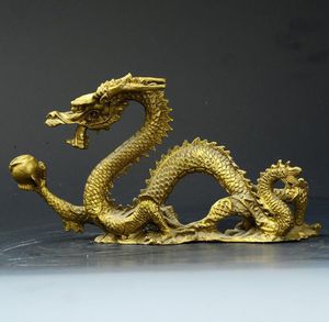 China Old Antique Brass Hand-carved Statue --- Dragon