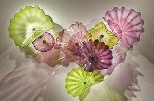 Eleganta vägglampor Dekor Blomstativ Ny stil Kristallrosa färg Muranoglas flushmonterade konstplattor