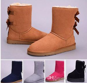 Winter Australien Klassische Schneestiefel hohe Stiefel aus echtem Leder Bailey Bowknot Damen Schleife Kniestiefel