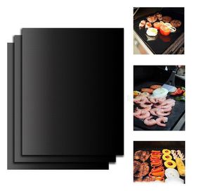 20 / 50PCS 바베큐 굽고 라이너 BBQ 그릴 매트 휴대용 비 스틱 및 재사용 확인 굽고 쉬운 33 * 40CM 0.2mm의 검은 색 오븐 핫 플레이트 매트