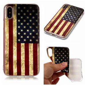 Retro USA Flag Soft IMD TPU -fall för iPhone 15 14 Plus Pro 13 12 11 XR XS Max X 7 6 Samsung S23 Note 20 Ultra Vintage Old United States of America Flags Telefon Backtäck