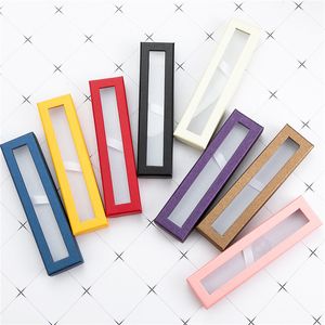 8 colors Fashion Office Pen Display Packaging Box pen Gift Jewelry Packaging paper Box with pvc window wholesale LX2707