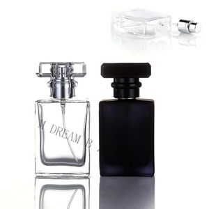 Bottiglia di profumo spray di vetro ricaricabile Trasparente Black Black Vuoto Vuoto Contenitore cosmetico Atomizzatore Bottiglie di viaggio Taglia