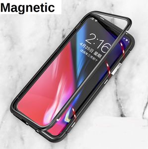 Magnetische Adsorption Metall gehärtetes Glas Rückseite Hülle für iPhone XS Max XR X 8 8 Plus 7 6 S20 Ultra S10 Plus Note10