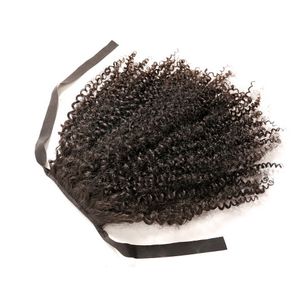 Chic kinky curly ribbon drawstri ponytail Gorgeous eye-catching ponytail hairstyle 1pcs human hair pony tail 16inch