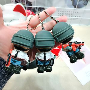 漫画ゲームPubgキーチェーンレベル3ヘルメットPVC人形鍋キーチェーンファンバトルグラウンドキーリングギフトLlaveros