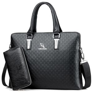 KANGAROO Famous Brand Men Briefcases Leather Handbag Vintage Laptop Briefcase For A4 Document Shoulder Bag Male Office Work Bag CJ191201