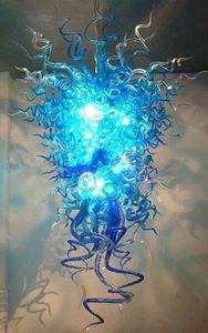 Lampe, einzigartiges Design, gedrehte Rohre, Kunstlampen, Landtreppe, hochwertige blaue Murano-Glas-Antik-Kronleuchter-Beleuchtung