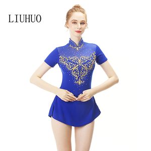 Figure embroidery skating dress Ski dance costumes women skate skirts wholesale performance wear ballroom Dancing skating dress