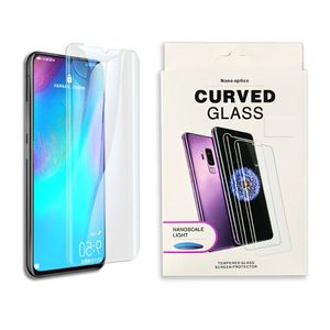 Suporte de Impressão Digital Desbloqueio UV Full Glue Protetor de Tela De Vidro Temperado para Samsung Galaxy S10 S10 PLUS S10E Cola Líquido UV Na caixa 200 pcs / l