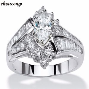 Anel antigo Marquise Cut Diamond White Gold Filled Anel de Noivado Anéis de Casamento para as mulheres homens Moda Jóias