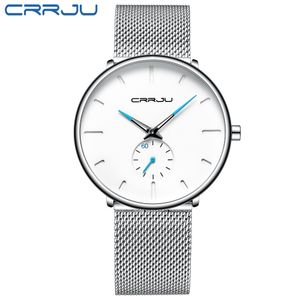 CRRJU Mens Watches Top Brand Luxury Black Quartz Men Watch Drop Mesh Strap Casual Sport Male Relogio Masculino 2150