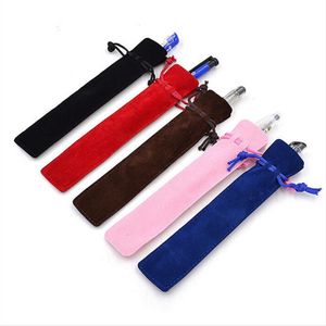 Creative Design Plush Velvet Pen Pouch Holder Single Pencil Bag Pen Case With Rope Office School Writing Supplies Student Christmas Gift