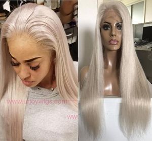 Celebrity Wigs spetsfront peruk #60 Blond silkeslen rak 10A -klass Brasiliansk jungfrulig människa för vit kvinna Fast Express Delivery