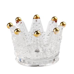 Wedding party holder decor superior quality handmade artifical crystal glass crown candle holder Home decoration Jewelry ring storage cup DHL