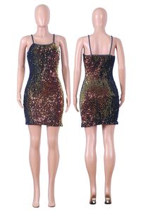 Sexy figurbetontes Cami-Kleid mit Pailletten für Damen, Pailletten-Clubwear-Partykleid, Größe (S, M, L, XL, XXL) Q360