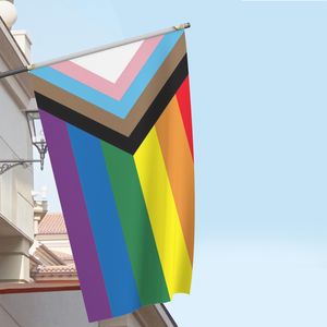 Rainbow Banner Flags 90*150cm Lesbian Gay Pride Polyester LGBT Banner Flags Party Supplies Rainbow Flags CCA12281 30pcs