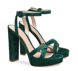 Mulheres elegantes moda aberta de camurça de couro de alta plataforma sandálias tornozelo tira rosa verde salto alto sandálias de vestido sapatos saltos